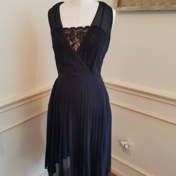 LOFT Dresses & Skirts - Black sheer dress with pleats LOFT Dresses & Skirts - Black sheer dress with pleats